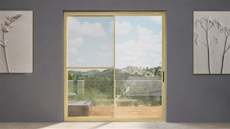 Minimalist aluminium sliding door in an urban home